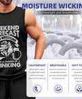 Lightweight Cotton Muscle Tank Top For Guys in black with graphic design, breathable and moisture-wicking, perfect for workouts.