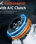 Straight Swap AC Compressor With Clutch Assembly For Hyundai Elantra And Kia Forte, showcasing the A/C clutch in motion, durable metal design.