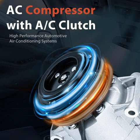 Straight Swap AC Compressor With Clutch Assembly For Hyundai Elantra And Kia Forte, showcasing the A/C clutch in motion, durable metal design.