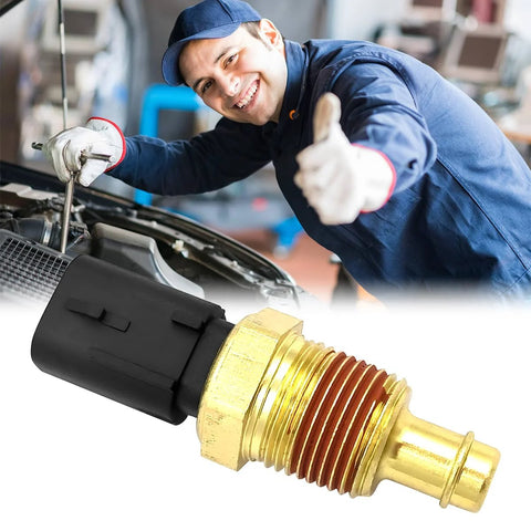 LKAHG coolant temperature sensor with brass threaded body and black plastic connector.