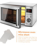 12 Pieces Microwave Mica Sheets For Easy Cut To Fit High Temperature Insulation And Waveguide Covers; Image shows sheets with microwave.