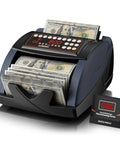 Cash Counter With Value Count And UV MG IR Counterfeit Detection For Dollars And Euros, external LCD, bills passing through