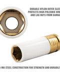 19mm Lug Nut Socket For Half Inch Drive With Non Marring Sleeve And Thin Wall CR MO Steel For Impact Tools Wheel Service
