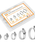 22 Piece Premium Stainless Steel Hose Clamp Assortment Kit For Plumbing And Automotive Use Worm Gear Clamps One Quarter To Two Inches Six To Fifty One Millimeters Versatile Small To Medium Sized Clamps For Home Workshop And Industrial Repairs