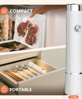 Compact Handheld Vacuum Sealer For Meal Prep And Leftovers With Freezer Storage Includes 30 Reusable Vacuum Bags Keeps Meat Produce