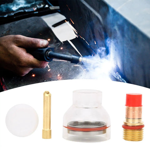 Transparent Glass Cup Welding Torch Accessory Gas Lens with Copper Collet Body for Argon Arc Welding 2.4mm