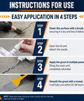 Instructions for use of Straight Up Solid Self Leveling Concrete Crack Filler And Sealant four pack gray kit with application steps.