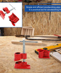 Lightweight 1/2 Inch Quick Release Pipe Clamp for Woodworking and Wood Gluing, red heavy duty tool on workbench
