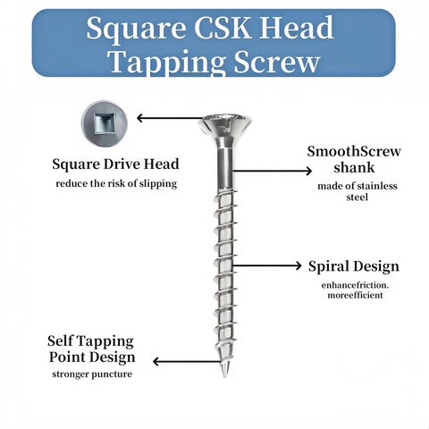 9 Gauge By 2 Inch 304 Stainless Steel Deck Screws With Flat Head And Square Drive For Outdoor Wood Fencing And Decking, 240 Count