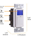 SunSmart 7 Day In Wall Digital Timer Switch With Auto Sunrise Sunset, Weekly Programming, showing LCD and wire connections.