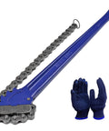 Heavy Duty Chain Pipe Wrench With 36 Inch Chain, Fits 4.3 To 7.5 Inch Pipes, 30 Inch Chain Length, gloves included