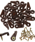 Heavy Duty Glass Retainer Clips And Cabinet Door Hardware With Sturdy Metal Screws Ideal For Mirror Wall Mounting and Window Glass Holding Effortless Diy Install Solid Secure Grip No Sweat Setup Great Value, 50 brown plastic clips with metal screws.