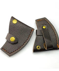 Durable Multitool Holster Cover And Sheath For Camping Gear made of brown leather with brass buttons, protection for blades.