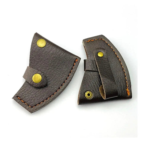 Durable Multitool Holster Cover And Sheath For Camping Gear made of brown leather with brass buttons, protection for blades.