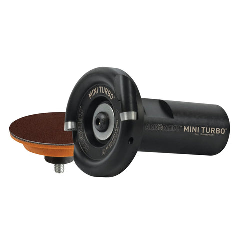 Heavy Duty Mini Turbo Angle Grinder Kit With 50 Millimeter Tungsten Cutters For Effortless Freehand Wood Sculpting And Power Carving, featuring black tool with sanding disc.