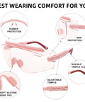 Over Glasses Safety Goggles With Anti Fog Wraparound Lens featuring soft silicone nose pad and adjustable temple sleeves.