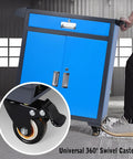 Heavy Duty Tool Cart With Drawer And Pegboard Screwdriver Holder 330 Pound Capacity Durable Steel Construction On Heavy Duty Wheels For Warehouse Garage And Workshop Use, blue steel cart with swivel casters