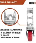 Locking Caster Wheels Set Of 4 For Rolling Storage Racks 3 Inch Heavy Duty Nylon And Steel Ball Bearing Casters with hardware