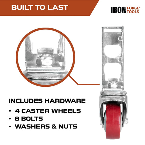 Locking Caster Wheels Set Of 4 For Rolling Storage Racks 3 Inch Heavy Duty Nylon And Steel Ball Bearing Casters with hardware