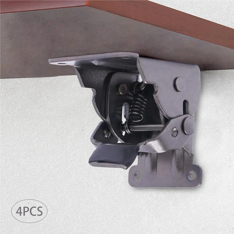 Four Pack Heavy Duty Self Locking Furniture Hinges engineered for 90 degree right angle setups, showing internal spring mechanism.