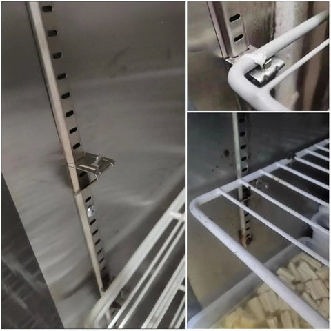 15 Pack Commercial Freezer Shelf Clips Replacement Stainless Steel Shelf Buckles for secure rack support in freezers.