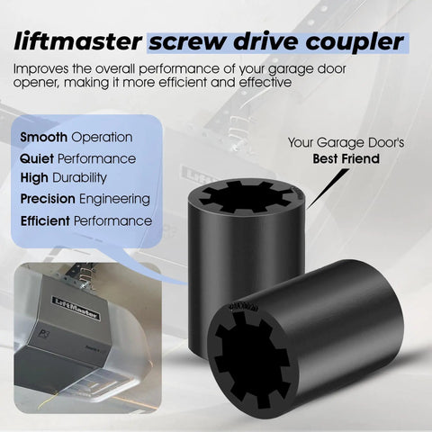 Beefy Screw Drive Coupler Replacement For Garage Door Opener Fits Most Screw Drive Openers Restores Smooth Quiet Operation No Hassle Install Replaces Worn Sprocket Connector, black metal