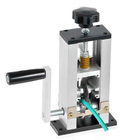Heavy Duty Manual Wire Stripper Machine With Power Drill Adapter For Scrap Copper Cable, side view of manual crank design and aluminum housing.