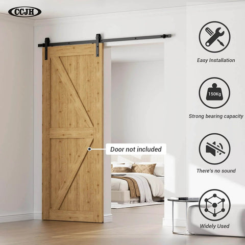 Heavy Duty Barn Door Hardware Kit 4 Foot Sliding Track For 24 Inch Wide Door Panels With Sturdy Steel And Nylon Rollers in room