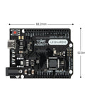 Leonardo R3 Microcontroller Development Board With USB Cable Kit For Easy Prototyping And DIY Projects, Plug And Play Arduino IDE Compatible, 20 Digital IO And 12 Analog Inputs, 16MHz Clock, ICSP Header, Reset Button, black PCB 68.2 x 52.6 mm