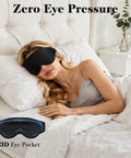 Woman sleeping with 3D Eye Mask For Sleep And Travel For Men And Women, 100 Percent Pressure Free Contoured Eye Pockets, Black