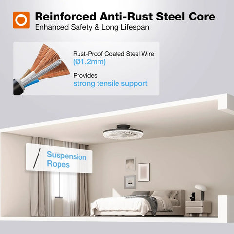 Versatile 20 Inch Low Profile Ceiling Fan With Smooth Dimmable Light And No Sweat Smart Remote Control Knockout Fandelier with anti-rust steel core.