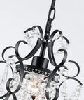 Close-up of Plug In Mini Black Chandelier Hanging Light With Cord Switch Perfect For Bedroom Living Room And Dining Room Ceiling