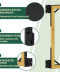 Beefy Heavy Duty Anti Sag Gate Kit With Gate Latch 120 Pound Capacity Twin Pack Triangular Steel Frame Bracket Set details