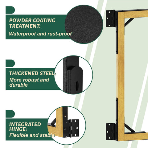 Beefy Heavy Duty Anti Sag Gate Kit With Gate Latch 120 Pound Capacity Twin Pack Triangular Steel Frame Bracket Set details