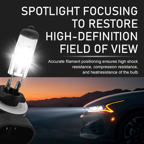 2 Pack 88127W 12V Halogen Car Bulbs spotlight focus on car at dusk