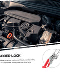 Engine bay with Rubber T Handle Hasp Latch for toolboxes and car hoods, flexible and durable draw latch shown separately.