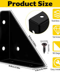 Beefy Heavy Duty Metal Corner Brackets for Wood showing dimensions and features in black finish.