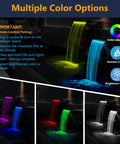 Pond Waterfall Kit With LED Lights and All In One Stainless Steel Spillway showing multiple color options, 8 inch
