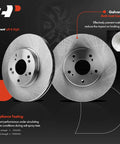 Front Vented Disc Brake Rotors And Ceramic Pads Kit For Honda And Acura Cars with anti-rust coating, compliance testing details visible