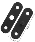 Close-up of Hidden Door Hinges Set Four Piece Stainless Steel Concealed Hinges with sleek black finish, dimensions shown.