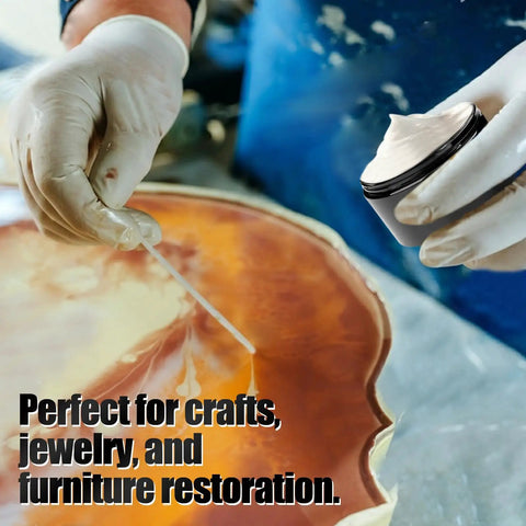 Pro Grade Epoxy Resin Polishing Kit For High Gloss Finishes, applying polishing compound on resin table to remove scratches