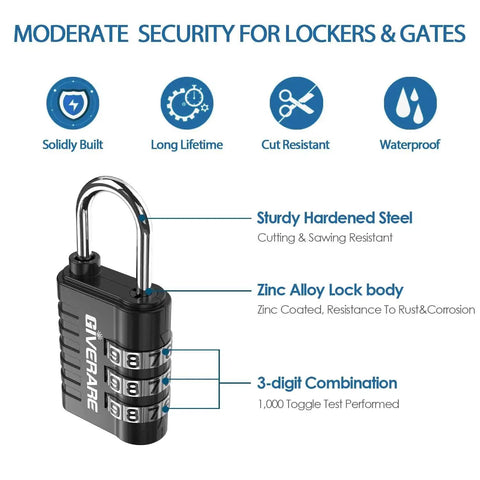 Eight Pack 3 Digit Resettable Padlock Set For Backpacks, Gym, School, Luggage, And Locker Security, Weatherproof Keyless Combination Locks For Fences, Gates, Hasps, And Cases, Built Tough And Easy To Use