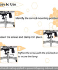 Installation steps for Heavy Duty Height Lock Bracket 2 Pack For Office Chair Sagging Fix Prevents Chair Sinking By Securing A Failed Gas Cylinder Durable Carbon Steel Construction For Safe Reliable Support.