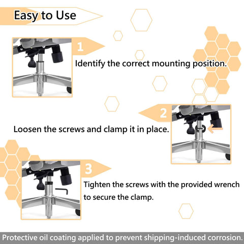 Installation steps for Heavy Duty Height Lock Bracket 2 Pack For Office Chair Sagging Fix Prevents Chair Sinking By Securing A Failed Gas Cylinder Durable Carbon Steel Construction For Safe Reliable Support.
