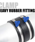 Two And A Half Inch Thumb Screw Key Adjustable No Tools Needed 304 Stainless Steel Hose Clamps on heavy rubber fittings