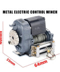 Heavy Duty Metal Electric Winch With Wireless Remote Control For TRX4 SCX10 D90 1/10 Rc Crawler showing dimensions 46mm, 33mm, 64mm.