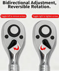 Mini Drive Ratchet Kit With Quick Release And Reversible 72 Tooth Design showing bidirectional adjustment and rotation
