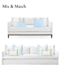 Coastal Throw Pillow Cover 20x20 Outdoor Indoor Ready For Patios And Couches With Baby Blue Embroidered Frame Greek Key Reversible White Back Hidden Zipper Flanged Border Weather Resistant Polyester For Backyard Vibes on sofas
