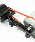 Close-up of Kat 1 Indoor Roller Training Station with Quiet 4.5 Alloy Rollers and Foldable Steel Frame, Wheelbase Adjustable.