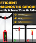 Automotive Wire Tracer Open And Short Finder Circuit Tester And Wire Breaker Locator For Fault Probes And Cable Tracing DC Six To Forty Two Volts Grab And Go Tool shown with wire illustrations.
